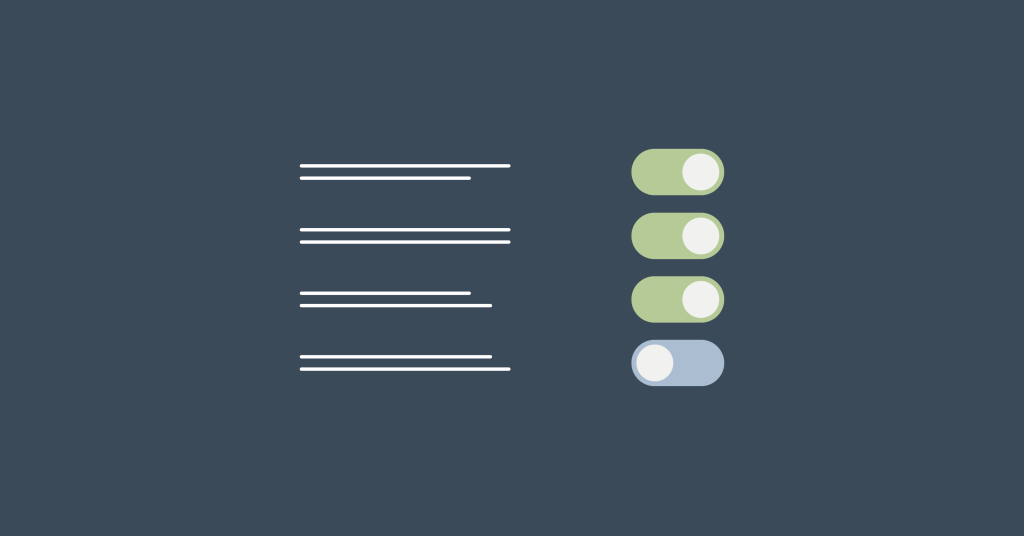 Illustration of toggle switches representing data privacy settings and user preferences on social media.